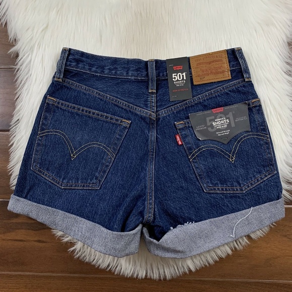 Levi's Size 24 Blue Clue 501 Mid Rise Long Denim‎ Jean Shorts - Picture 5 of 8